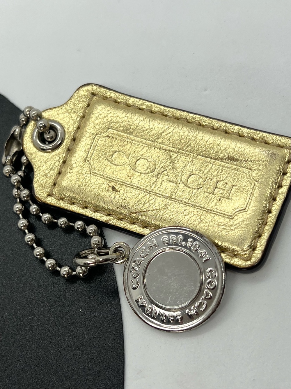 Coach Y2K Metallic Gold Leather Replacement Hang Tag Est 1941 Bag Charm